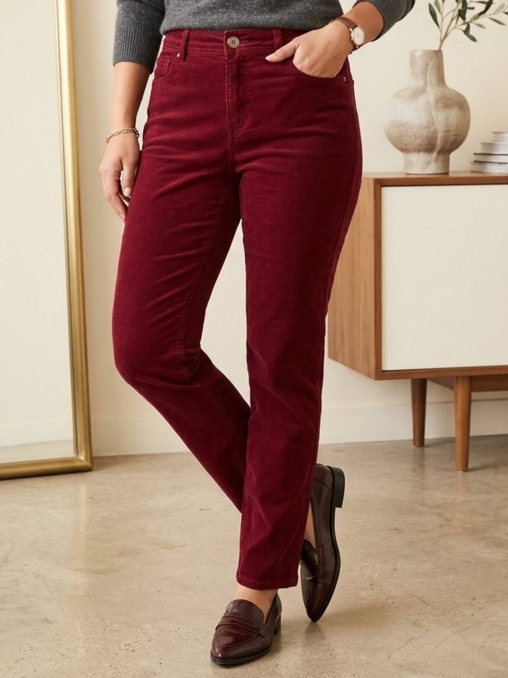 Style & Co Burgundy Wine Slim Leg Lightweight Denim Jeans 12PS EUC